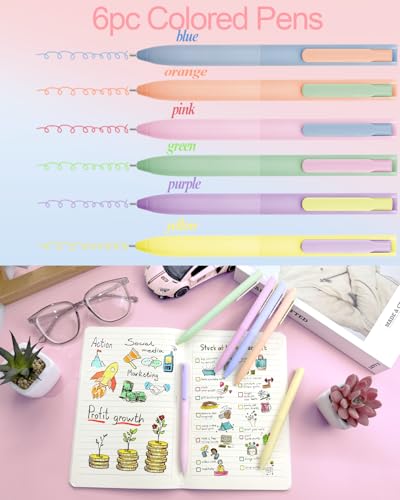 53PCS Aesthetic Office Supplies with Large Pencil Case,12 Pastel Highlighters,5 Black & 6 Color Ink Gel Pens,2 Inspirational Stylus Ballpoint Pens,4 Mechanical Pencils 0.5-0.7mm College Essentials - color: Multicolor，Black