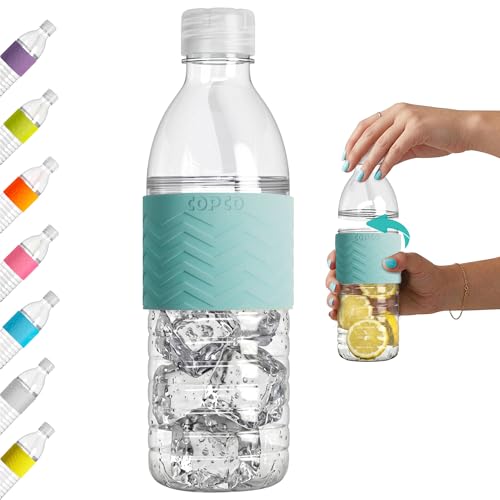 Copco Hydra 16.9 oz Water Bottle with Leak-Proof Lid - Tritan Reusable with Textured Grip Sleeve - BPA-Free, Shatter-Resistant, Dishwasher Safe for Travel, Gym, Work, Outdoors (Robins Egg Blue) - color: Egg Blue, size: 16.9 Ounces