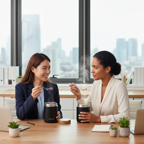 Stainless Steel Insulated Food Jar Set of 2 (16oz + 12oz) | Wide Mouth | Soup Thermo for Hot Food Lunch Container | Thermal LunchBox | Insulated Soup Bowl | Hot and Cold Lunch Box for Adults | Black - color: Z-Black Panther