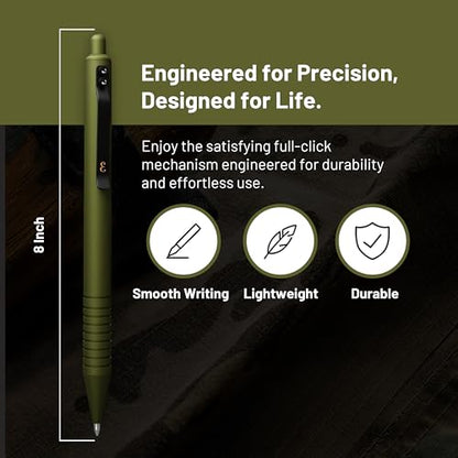 Everyman OD Green Grafton Super Matte Full Click Refillable Gel Pen | Durable EDC Writing Tool with Deep Grip | Smooth 0.7mm Ink Flow for Daily Use, Notes, Journaling, and Office Essentials - color: OD Green, style: Full Click