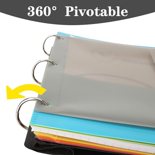 2 Pcs Pivotable Refillable Notebook, 3 Ring Binder Notebooks 1 Inch, Notebook with Dividers and Pockets, Folder Notebook, Flexible Binder, Soft Binders 3 Ring, Foldable Binder- Pink - color: 2 Pcs Pink