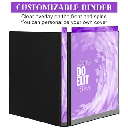 Fulmoon 24 Pcs 3 Ring Plastic Binders Bulk with 2 Pockets Flexible Binder with Transparent View Cover Plastic Binder for Home Office(1/2 Inch,Black) - color: Black, size: 1/2 Inch