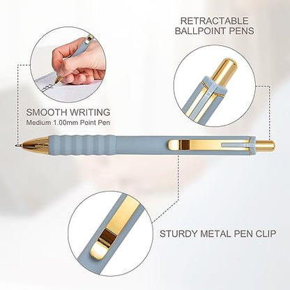 Aisibeiger Ballpoint Pens Black Ink Ball Point Pen with Super Soft Grip Medium Point 1.0mm Office Pens (Gold 12-count) - color: Gold 12-count