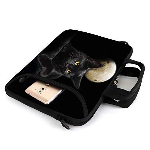 AMARY 13" 13.3" laptop sleeve chromebook case adjustable shoulder strap with handle accessory pocket (Cat) - color: Cat