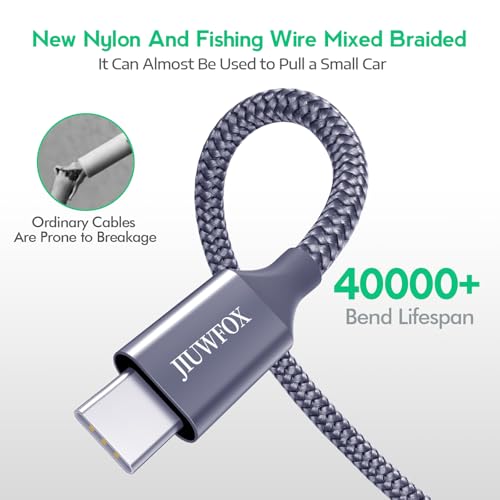 JIUWFOX USB to USB C Cable (6ft, 5Pack) for iPhone 17/17 Pro/17 Pro Max/16 Pro/16 Pro Max Fast Charging, USB C Charger Cord for Galaxy S25 S24, Pixel 10 9 and More - size: 6+6+6+6+6 ft