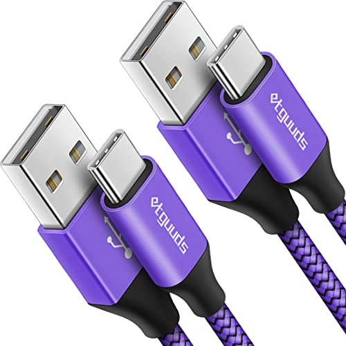 etguuds USB A to USB C Cable 4ft, 2-Pack, 3A Fast Charging Type C Charger Cord for iPhone 17 16 15 Pro Max 16e 17 Air, Samsung Galaxy S25 S24 S23 S22 S21 S20 A17 A16 A56 A55 Flip Fold, Purple - color: Purple, size: 4ft