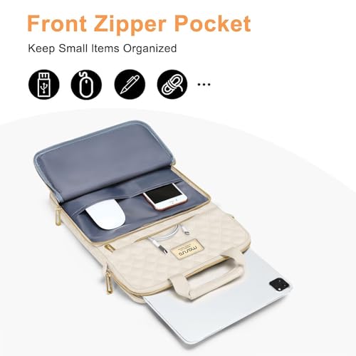 MOSISO 9-11 inch Tablet Sleeve Bag for iPad A16 2025, iPad Air 11 inch M3 M2, iPad Pro 11 M4, iPad 10/9/8/7th, Galaxy Tab A9+/S9/S8/Plus 11, Square Quilted Carrying Case with 2 Pockets, Sand - color: Sand, size: 11 inch