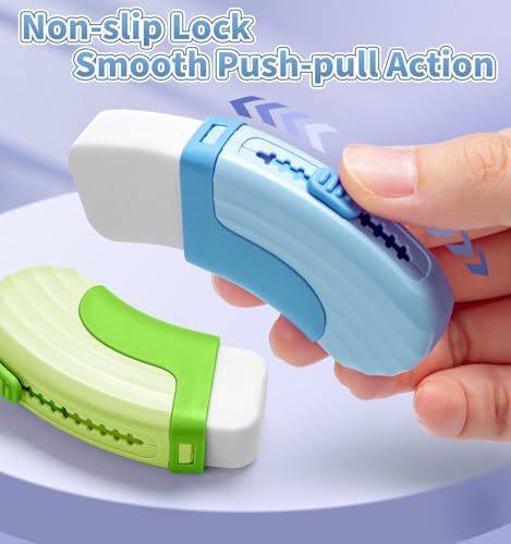 4+1 Pack Rubber Erasers Sliding Retractable Eraser, Large White Erasers for School Office Art Drawing Pencil Eraser for Kids- Green - color: Green