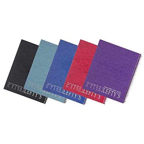 Left-Handed College Ruled Notebook Printed with "Lefty's" on the Cover, Set of 5, Assorted Colors