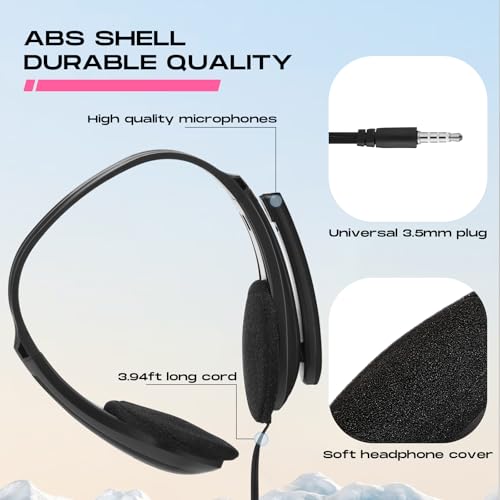 Yunsailing 20 Pack Bulk Classroom Headphones with Microphone Students Wired School Class Set Headphones for School Library Computer Office Adults 3.5 Jack Universal Plug(Multicolor) - color: Multicolor