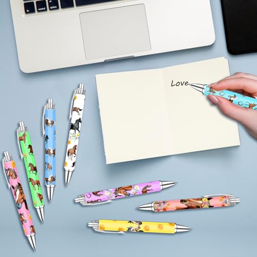 Horse Theme Ballpoint Pens Set – Aesthetic Horse Design Pens for Office, Journaling, and Stationery Lovers – Smooth Writing Pens for Daily Use, Notes, or Gifts – Stylish Animal Inspired Design, 8 Pack - style: Horse
