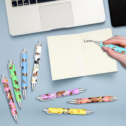 Horse Theme Ballpoint Pens Set – Aesthetic Horse Design Pens for Office, Journaling, and Stationery Lovers – Smooth Writing Pens for Daily Use, Notes, or Gifts – Stylish Animal Inspired Design, 8 Pack - style: Horse