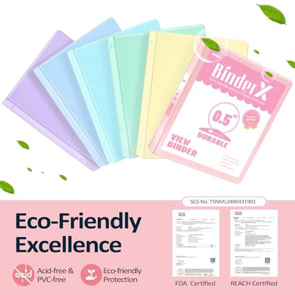 BinderX Extra Durable 3 Ring Binder, Round Rings 0.5 Inch Binder, Fits 100 Sheets of 8.5x11 Paper, Customizable View Cover with Inside Pockets, Cute 0.5" Binders, 1/2 Inch 1 Pack, Lavender - color: Lavender Purple, size: 0.5 inch