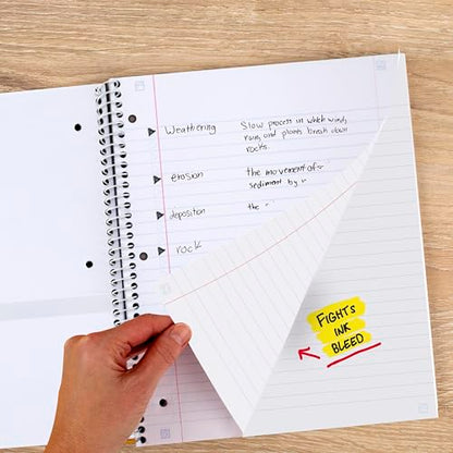 Five Star Spiral Notebook + Study App, 1 Subject, Wide Ruled Paper, 8" x 10-1/2", 80 Sheets, Clouds, 4 Pack (930294F)