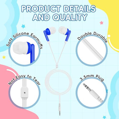 100 Pack Bulk Kids Earbuds for Classroom,Wired in-Ear Class Set,Wholesale Wired Stereo in Ear Student Ear Buds with 3.5 mm Jack,Individually Bagged(HLY101) - size: 100 PACK