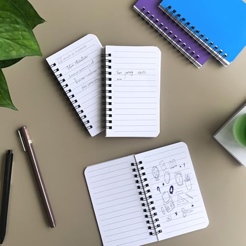 KTOJOY 6 Pack Small Spiral Notebook Pocket Notebook 3x5 Spiral Notepads With Lined Pages, Small Top Spiral Notebook Little Mini Memo Steno Note Pads for Outdoor Home Office College School