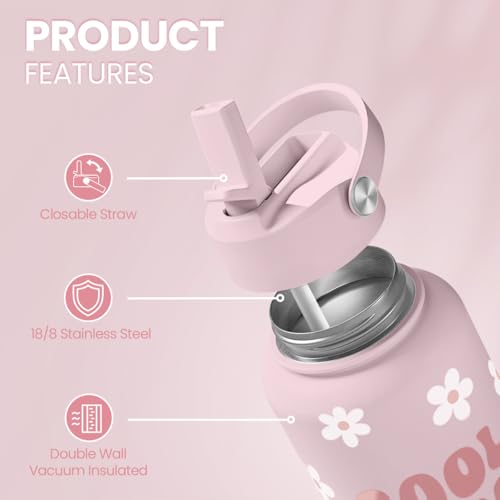 SANDJEST Mom Water Bottle, Cool Moms Club Bottles 32oz Stainless Steel Insulated with Lid, Mom Gifts from Daughter Son, Gifts for Mother's Day Christmas Birthday - color: Mom 1