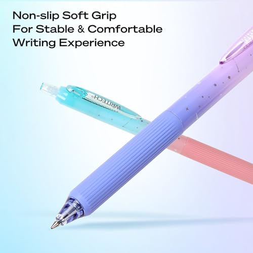 WRITECH Gel Pens Fine Point: Nebula Pen Set 0.7mm Black Ink Retractable 6ct Medium Point Smooth Writing with Aesthetic Gradient Color Barrel for Journaling Note Taking Silent Click No Smear - color: Multicolor1