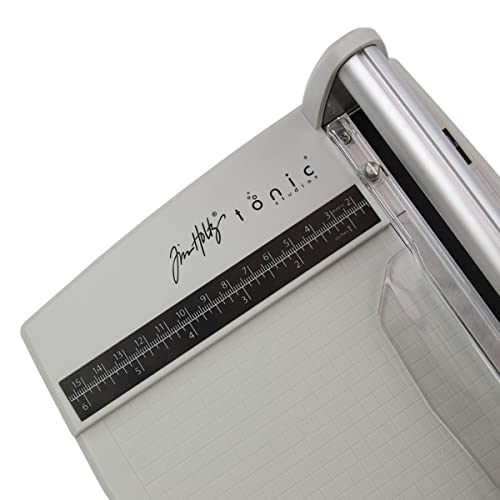 Tonic Studios Paper Cutter Tool - Rotary Trimmer for Scrapbooking, Cardstock, Vinyl, Photos - 12.5 Inch Cutting Length with Extendable Ruler and Grid Lines, White