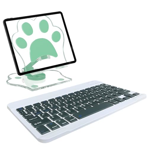for Bluetooth Keyboard, Cute Tablet Stand Adjustable Adjustable & Foldable, Wireless Rechargeable Keyboard for iPad, iPad Pro/Mini/Air， Samsung Xiaomi Tablets, etc - Green - color: A-Keyboard-Green