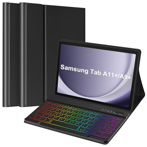 TaIYanG Samsung Tablet Keyboard Case for Tab A11/A9 Plus, Backlit Keyboard | Case Keyboard for Galaxy A11/A9 11inch, 7-Color Backlit Keys, Detachable Keyboard , Slim Lightweight, for School, Work, Black - color: Black