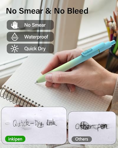 inkipen- 16 Pack Pens, Gel pens Black Ink, Fine Point(0.5mm),Quick-Drying Smooth Writing,School and Office Supplies （colorful） - color: 16PCS Multicolor