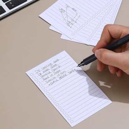 Vertical Ruled Index Cards 3x5 with Check Boxes,Double Sided Ruled Note Card for To Do Checklists, Heavy Weight Flash Cards for Studying,School, Home and Office - White,200 Pack