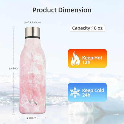 Konokyo Insulated Water Bottle with Strap,18 oz Double Wall Stainless Steel Vacuum Bottles Metal Water Flask,Blossom - color: Blossom, size: 18 Ounces