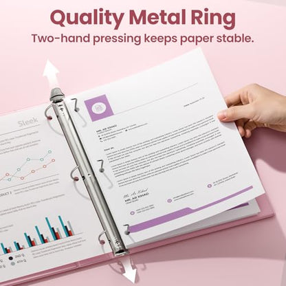 SUNEE 3 Ring Binder 1 Inch D Ring, Clear View Binder Three Ring PVC-Free (Fit 8.5x11 Inches) for School or Office Supplies, Assorted Pastel, 4 Pack - size: 1 Inch
