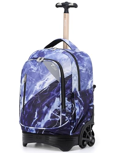 NEW TILAMI 18-Inch 6-Wheel Rolling Backpack for Kids, Purple Lightning | Water-Resistant Exterior, Reinforced Stitching, Adjustable Handle, Padded Back Support, Organized Storage School Supplies - color: Purple Lightning