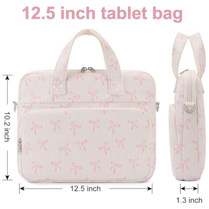 Octsky Tablet Bag Kids Tablet Carrying Bag with Shoulder Strap, Soft Lining, Bowknot Beige - color: Corduroy Bowknot Beige