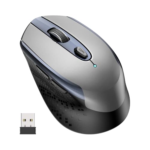 cimetech Wireless Mouse, Silent 2.4G Computer Mice Cordless with 3 Adjustable DPI,Ergonomic Mouse for Laptops, Desktops,PC, Notebook,ChromeBook, Galaxy Book,-Grey - color: Grey