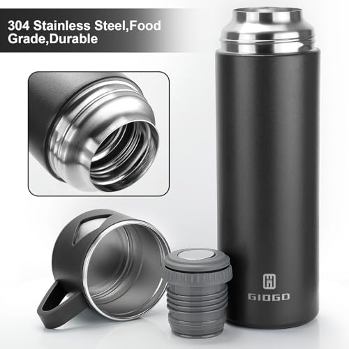 Stainless Steel Thermo 23.7oz Vacuum Insulated Bottle with Cup for Coffee Hot drink and Cold drink water flask.(Black,Single) - color: Black (Single), size: 23.7 Ounces