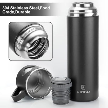 Stainless Steel Thermo 23.7oz Vacuum Insulated Bottle with Cup for Coffee Hot drink and Cold drink water flask.(Black,Single) - color: Black (Single), size: 23.7 Ounces