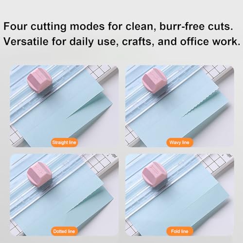 Paper Trimmer - 4 in 1 Photo Cutter, Multi Function Craft Tool, Precision Cutting Device | Blade for Scrapbooking School Office Classroom Wrapping Packaging Label Coupons Picture