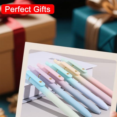 ITAWIXS Gel Pens, 6 Pcs 0.5mm Quick Dry Black Ink Pens Fine Point Smooth Writing Pens, Cute Office School Supplies Gifts for Women - color: Gradient