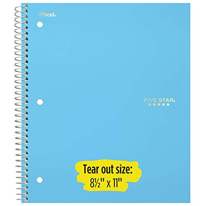 Five Star Spiral Notebook, 1 Subject, College Ruled Paper, 100 Sheets, 11" x 8-1/2", Bright Orange (38743) - color: Orange