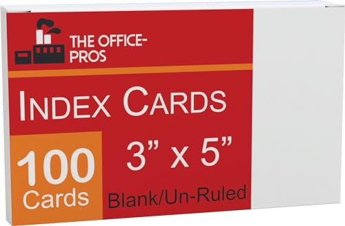Index Blank Cards, 100 Pack, 3x5 Index Cards, Blank On Front, Blank On Back, White - 1 Pack Of 100 Cards - Blank - style: Blank - 3 x 5