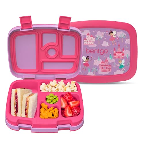 Bentgo Kids Prints Leak-Proof, 5-Compartment Bento-Style Kids Lunch Box - Ideal Portion Sizes for Ages 3-7, Durable, Drop-Proof, Dishwasher Safe, & PFAS & BPA-Free Materials (Fairies) - color: Fairies