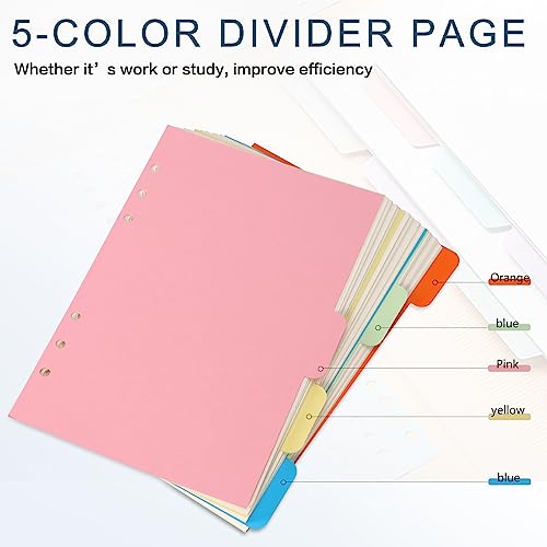 Toplive A5 Refill Paper, Blank Loose Leaf Filler Inserts - 90 Sheets (180 Pages) w/5 Colorful Dividers & 1 Pack Sticky Notes, Refillable for 6 Ring Binder, Journal & Notebook - Ideal for Sketching - style: 2Pack Blank Paper+Divider+Label