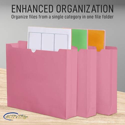 Pink File Jackets, 2 Inch Expansion, Letter Size, Reinforced Straight-Cut Tab, 6 Pack - color: Pink, style: 2 Inch Expansion