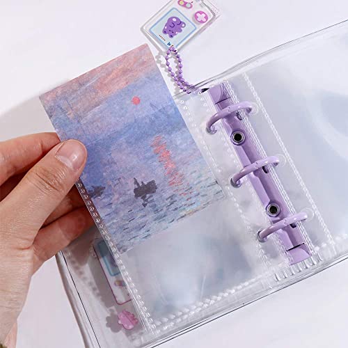 Leadigol Mini Photo Album Cover, 3 Ring Photocard Holder Book 1 Pc Binder Notebook Cover with 2 Pcs Loose Leaf Binder Ring Notebook Cove for Women Girl(Purple) - color: Purple