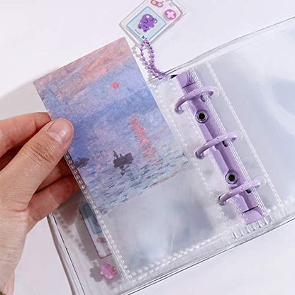 Leadigol Mini Photo Album Cover, 3 Ring Photocard Holder Book 1 Pc Binder Notebook Cover with 2 Pcs Loose Leaf Binder Ring Notebook Cove for Women Girl(Purple) - color: Purple