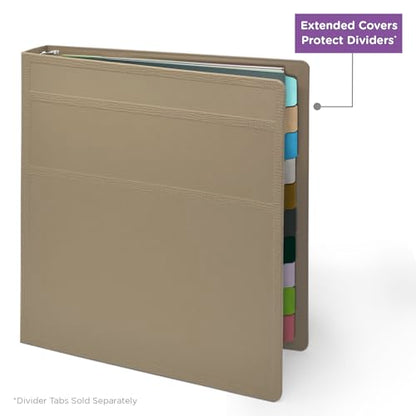 Carstens 1-Inch Heavy Duty 3-Ring Binder - Side Opening, Sand, Durable Plastic, Precision No-Gap Rings, Waterproof Cover, No Pockets, Holds 125 US Letter Sheets, BPA-Free, Made in USA (8717-3R) - color: Taupe, size: Individual