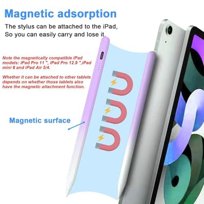Stylus Pens for Touch Screens Power-Display Tablet Pen POM Tip Magnetic Digital Touch Pen Compatible with iPhone/iPad/Lenovo/and Other iOS/Android Smartphone and Tablet Devices (Gradient Purple - color: 2SS-Gradient Purple