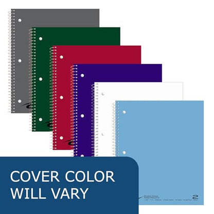 ROARING SPRING 2 Subject Spiral Notebook, 11" x 9", College Ruled, 100 Perforated Sheets, Assorted Glasscoat Covers, 2 Double Storage Pockets, Made in USA - size: 11" x 9" 100 Sheets (Pack of 1), style: Single Notebook