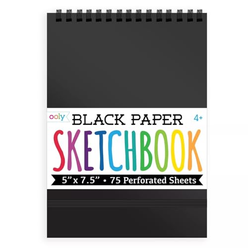 OOLY DIY Cover Small Sketchbook, 5 x 7.5 Inches, Black Paper Sketchbook, Drawing Book for Kids, Artists Drawing Pad for Gel Pens and White Pencils - color: Black Paper, style: Small (5"x7.5")
