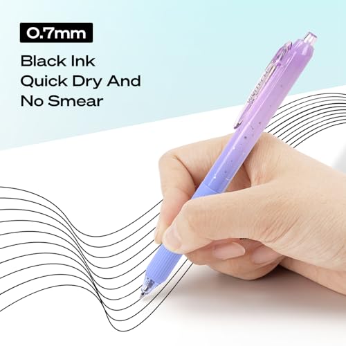 WRITECH Gel Pens Fine Point: Nebula Pen Set 0.7mm Black Ink Retractable 6ct Medium Point Smooth Writing with Aesthetic Gradient Color Barrel for Journaling Note Taking Silent Click No Smear - color: Multicolor1