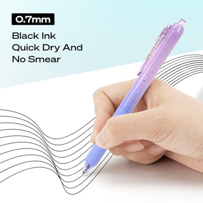 WRITECH Gel Pens Fine Point: Nebula Pen Set 0.7mm Black Ink Retractable 6ct Medium Point Smooth Writing with Aesthetic Gradient Color Barrel for Journaling Note Taking Silent Click No Smear - color: Multicolor1
