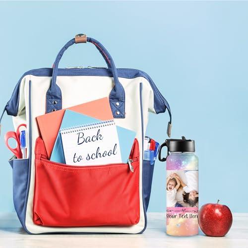 D-Story Custom Water Bottle with Straw Lid 18Oz Personalized Picture Stainless Steel Insulated Water Bottles for Boys Girls Women Men Customize Thermoses Cup Back to School Birthday Gifts - color: Design 19